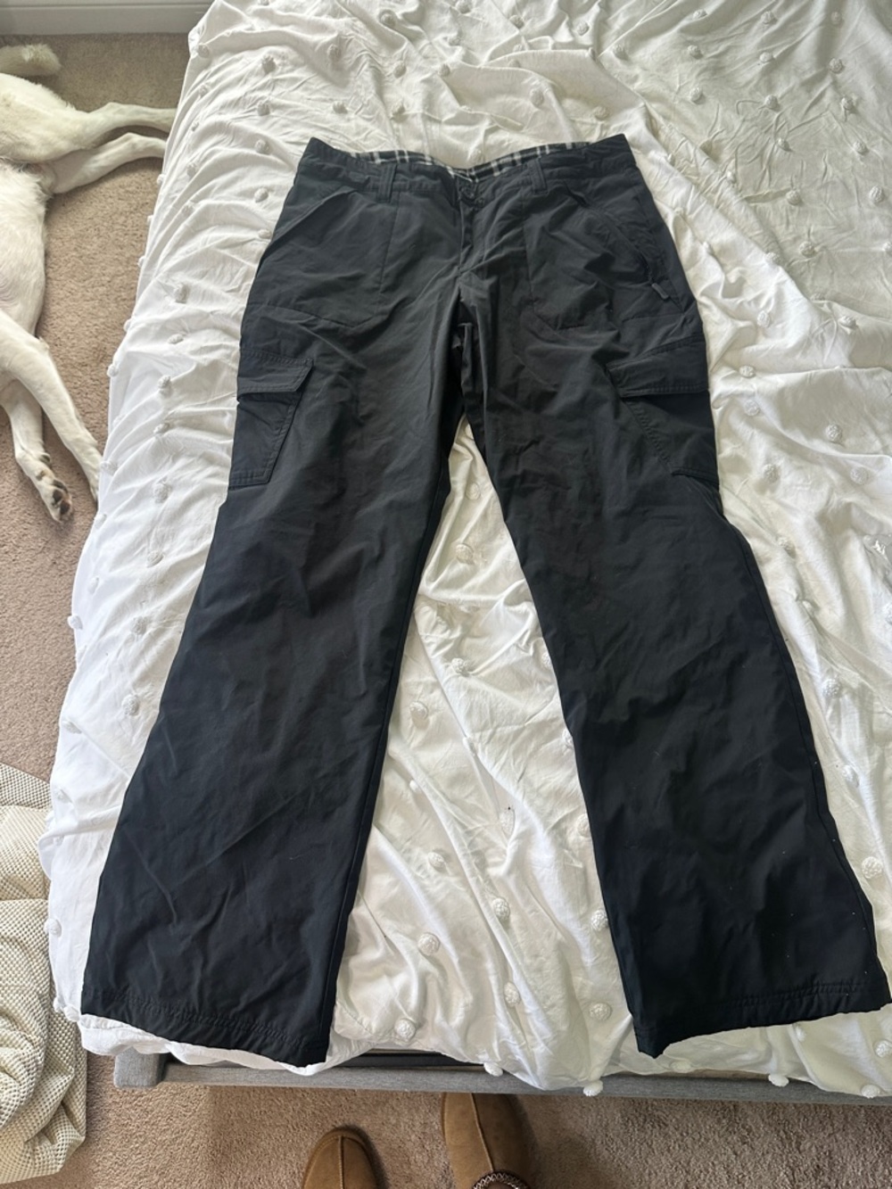 Eddie Bauer Black Fleece Lined Cargo Pants - Relaxed Straight Leg